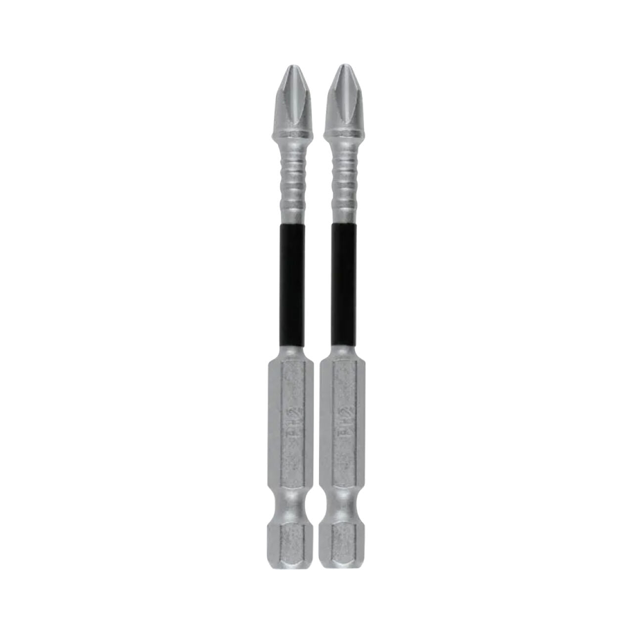 Two identical Go Build 3 in. IMPACT XPS #2 Phillips Power Bits with precision tips and hexagonal bases stand upright side by side on a plain white background.